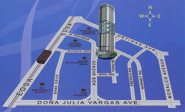 Image of MGH Global Vision Corporation Philippines Office Address map showing location in Ortigas